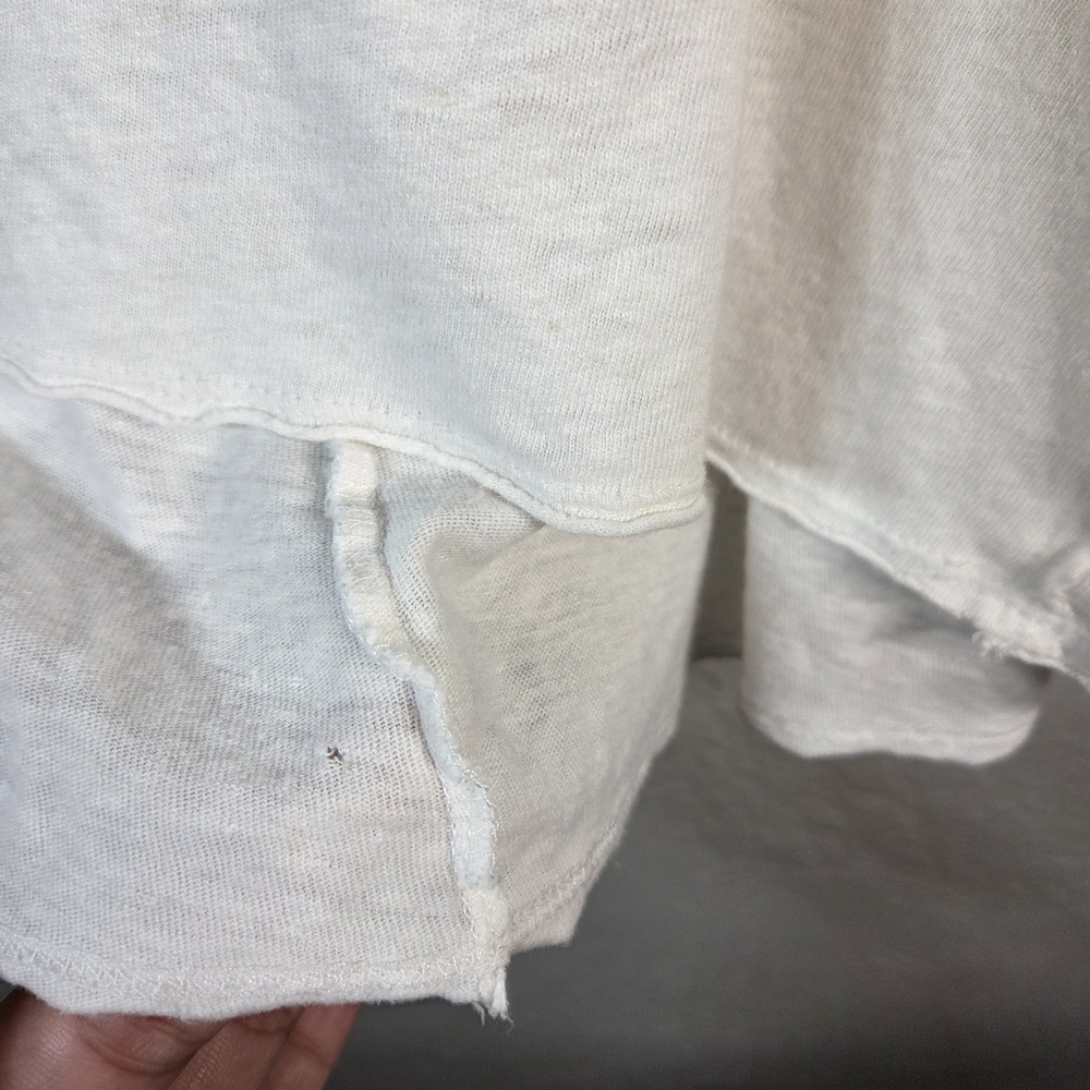 Pilcro Oversized Linen Lightweight Cap Muscle Tee Causal Sz L White Assimetrical - Picture 3 of 15